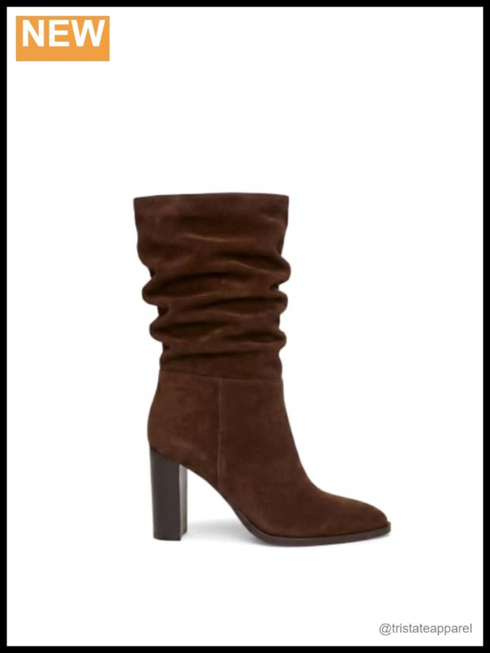 Women's Suede Slouchy Mid Calf Chunky Heel Zip Boots